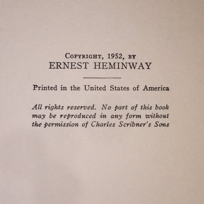 The Old Man and The Sea - Ernest Hemingway - Early Print - 1953