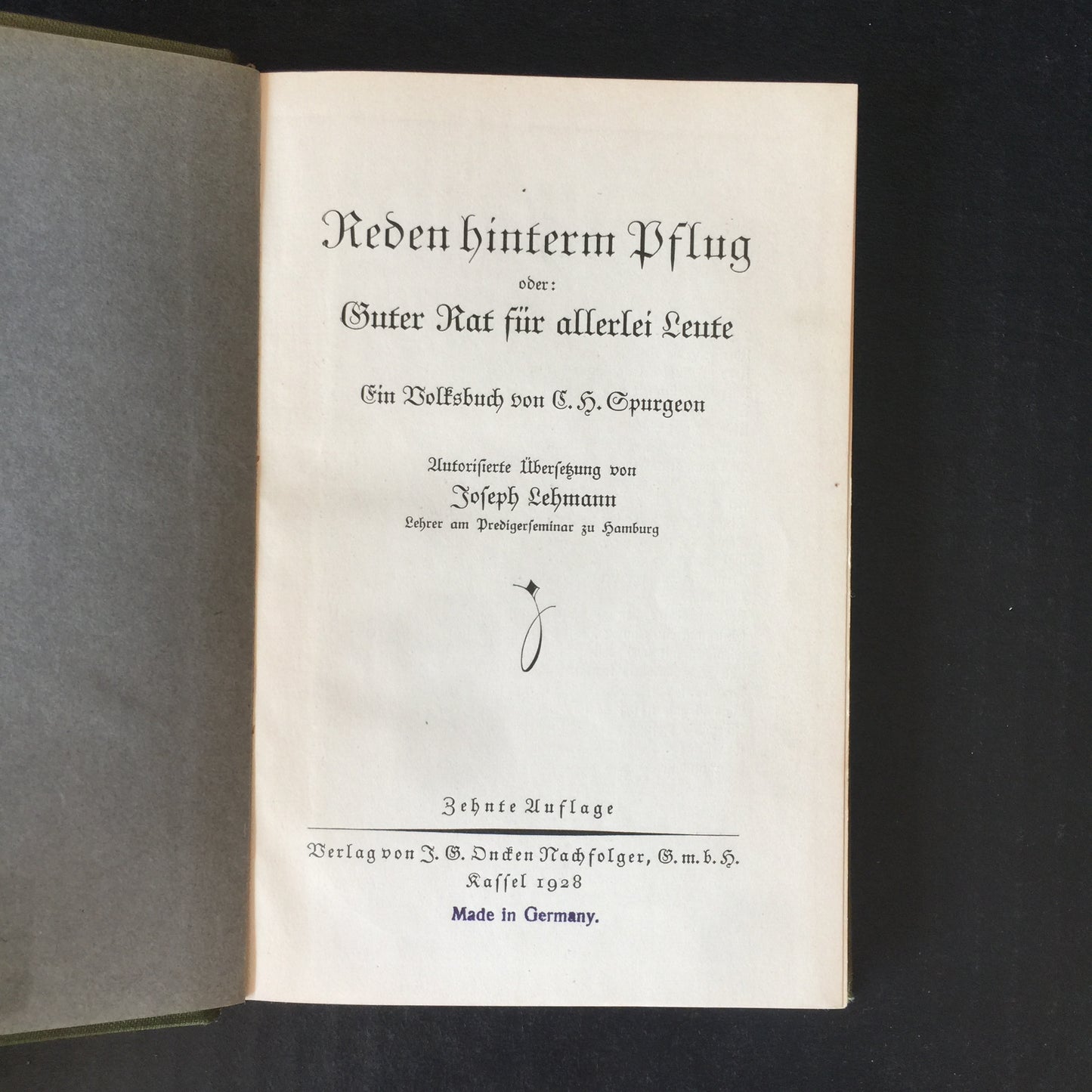 Reden hinterm Pflug - C. H. Spurgeon - In German - 1928