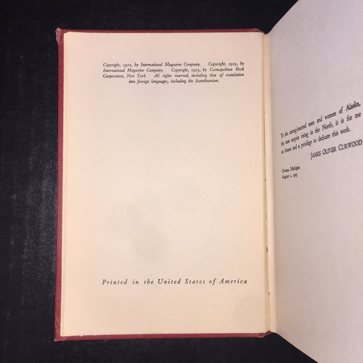 The Alaskan - James Oliver Curwood - 1st Edition - 1923