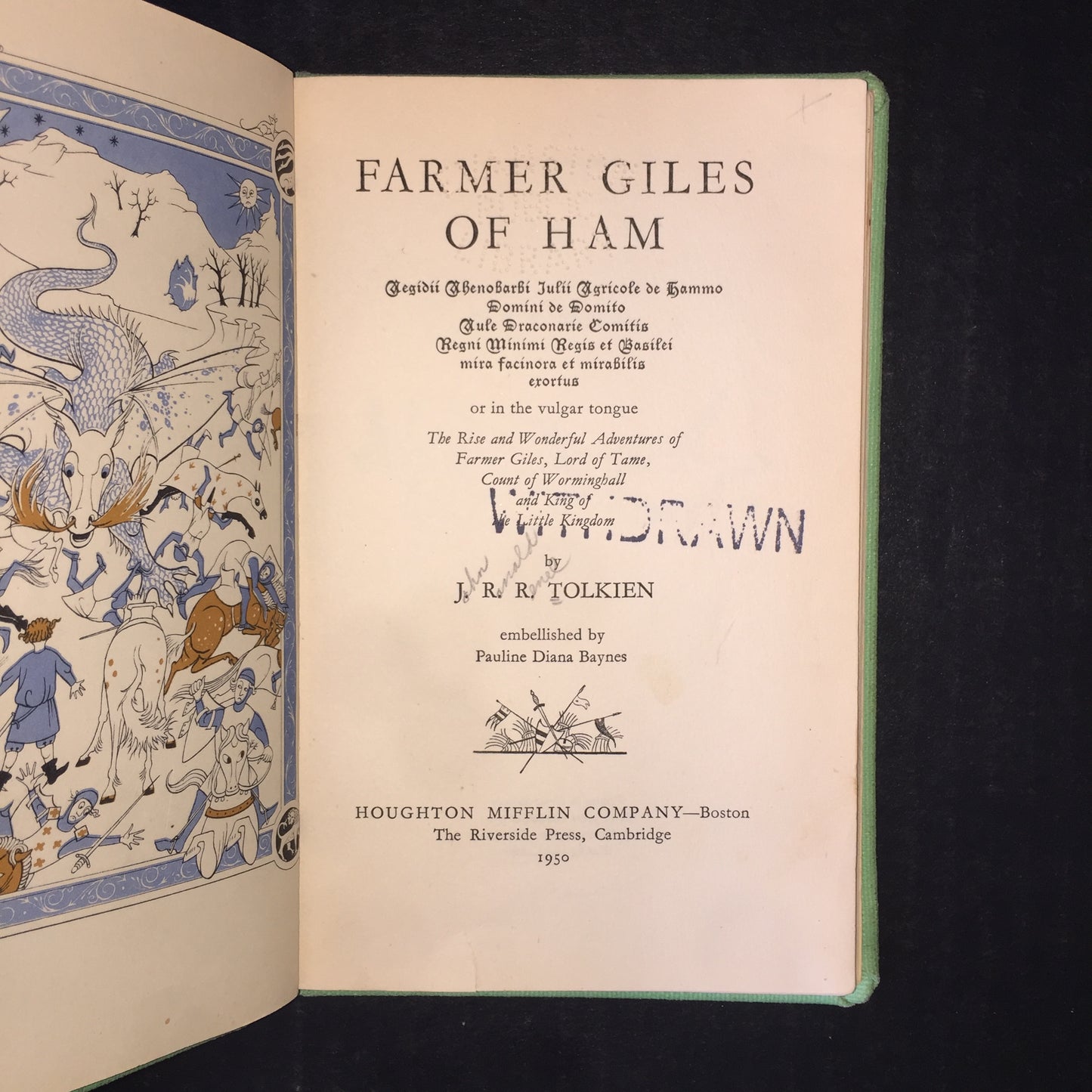 Farmer Giles of Ham - J. R. R. Tolkien - 1st American Edition - Ex-Library - 1950