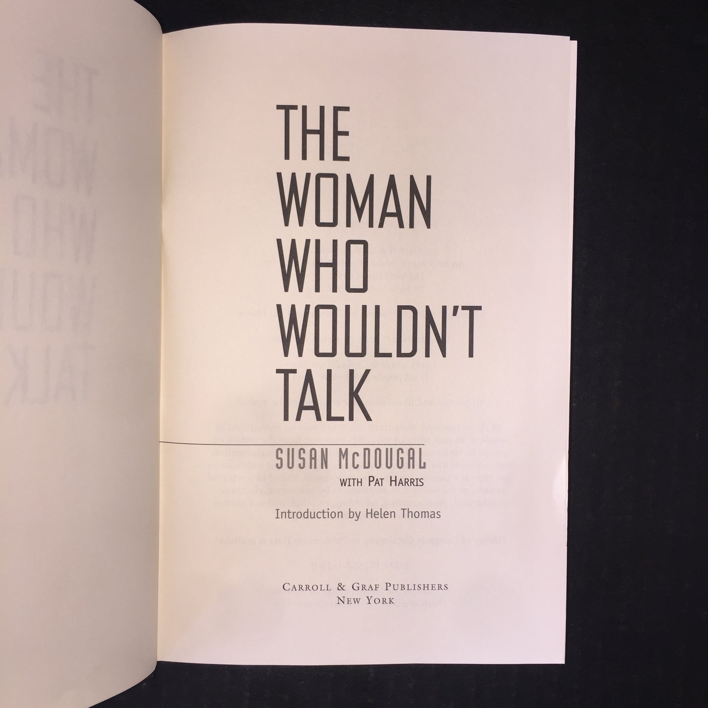 The Woman Who Wouldn't Talk - Susan McDougal - Signed - 2003