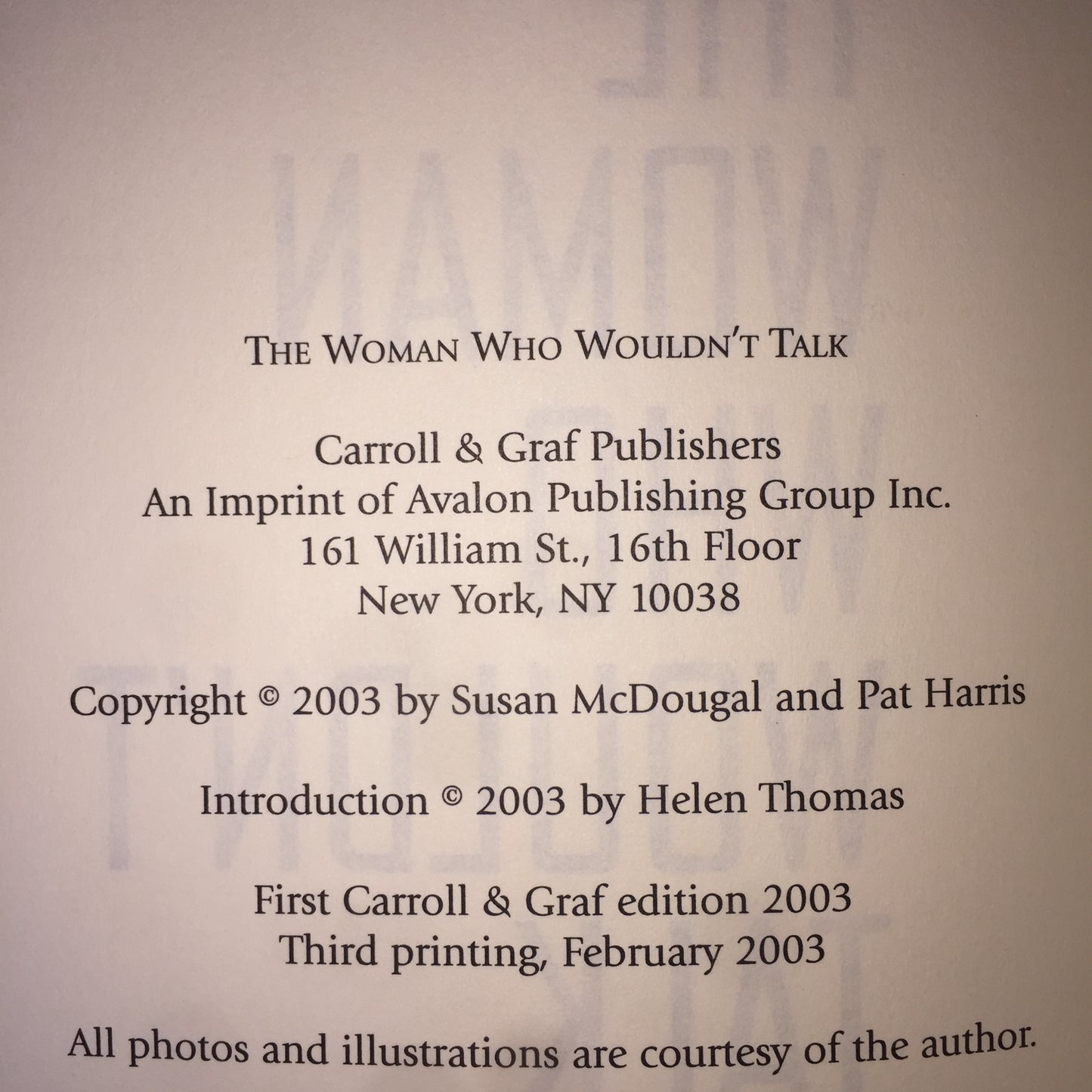 The Woman Who Wouldn't Talk - Susan McDougal - Signed - 2003