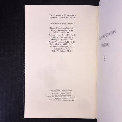 The Interpretation of Dreams - Dr. Sigmund Freud - 1st Thus - Heavy Gilt Loss - 1988