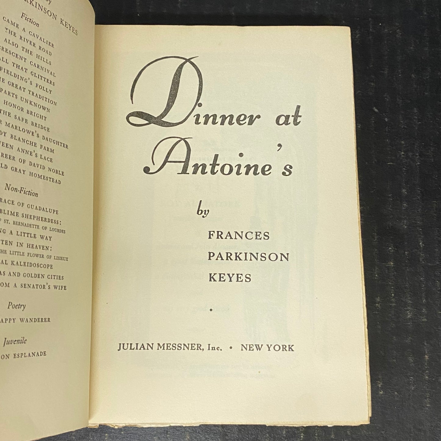 Dinner at Antoine's - Frances Parkinson Keyes - 1948