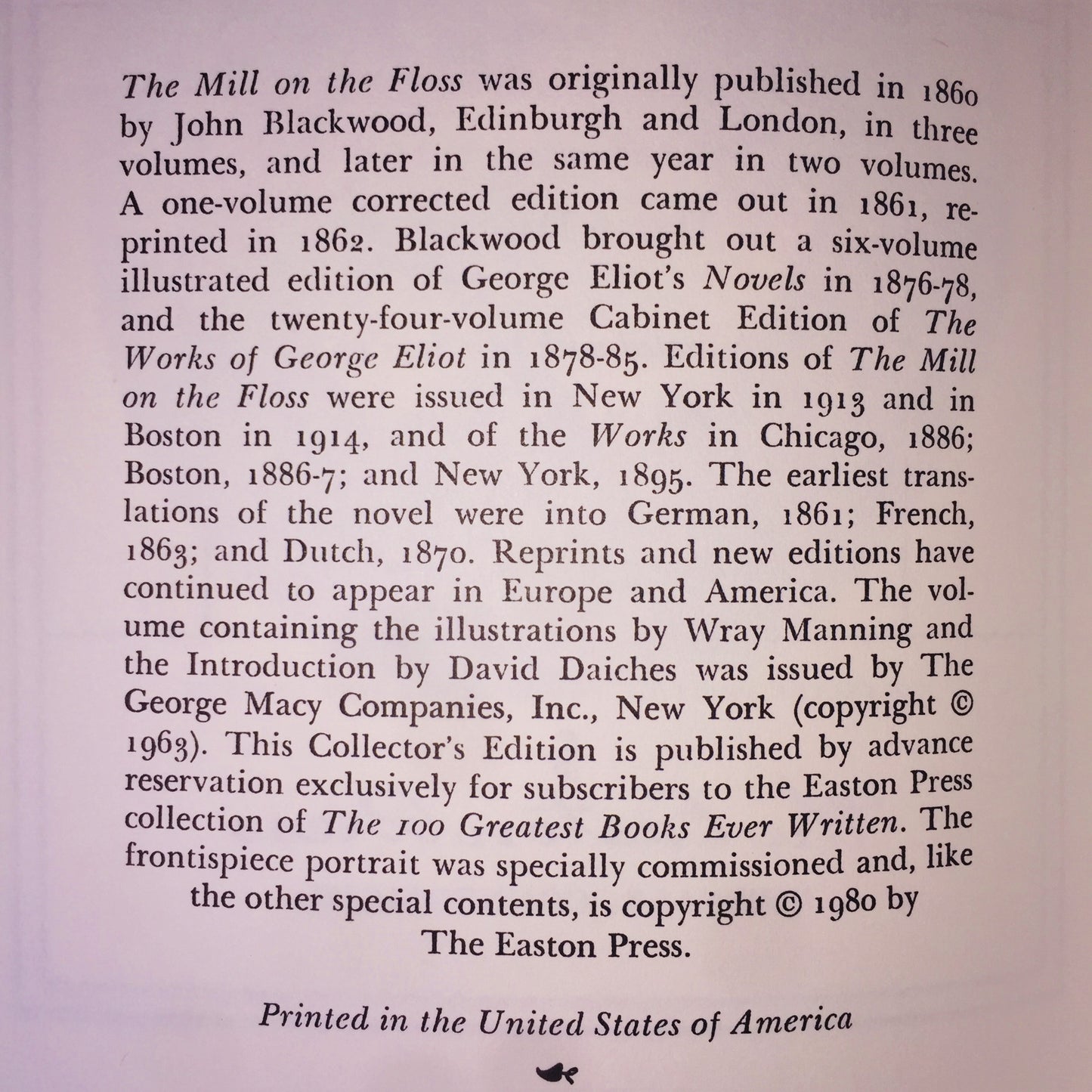 The Mill on the Floss - George Eliot - Easton Press - Gilt Loss - 1980