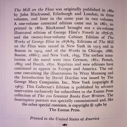 The Mill on the Floss - George Eliot - Easton Press - Gilt Loss - 1980