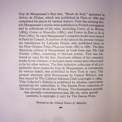 The Tales of Guy de Maupassant - Guy de Maupassant - Easton Press - 1977