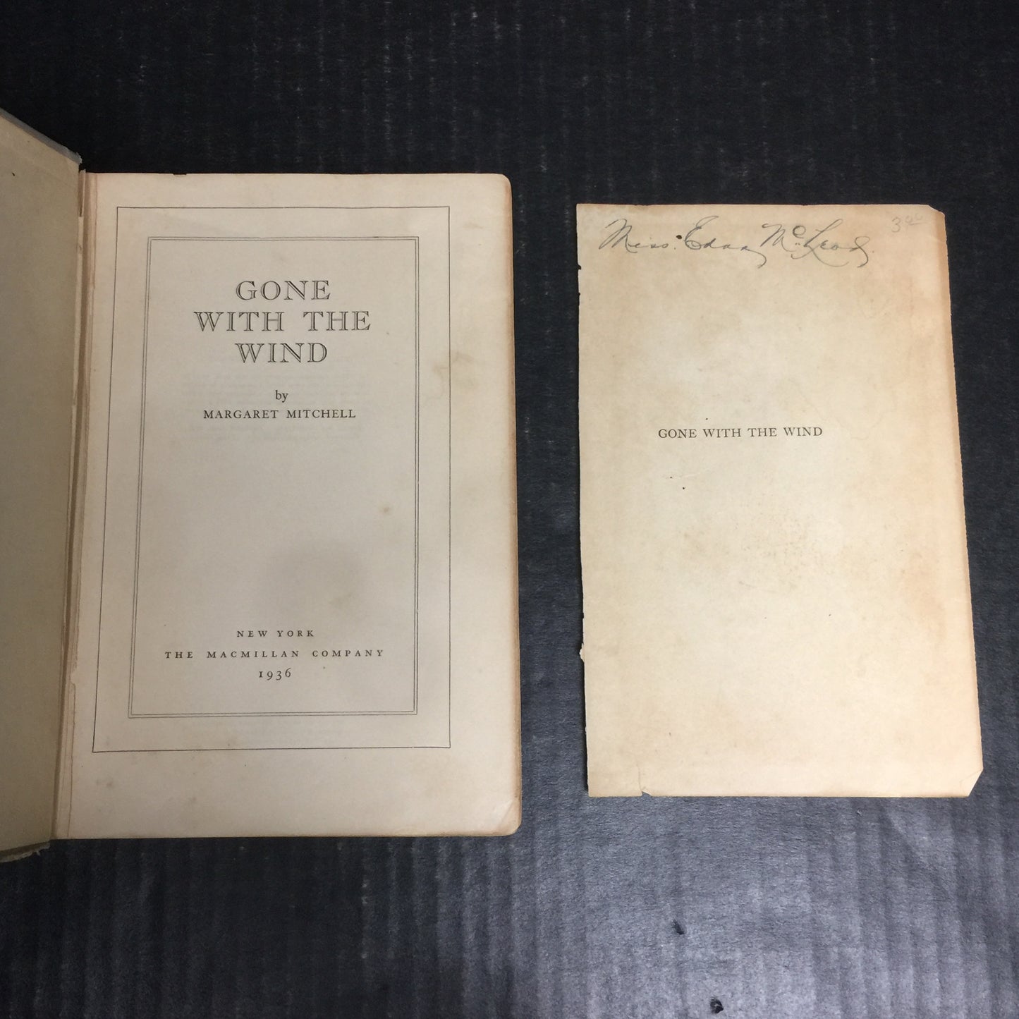 Gone With The Wind - Margaret Mitchell - Sixth Printing - Spine Damage - 1936