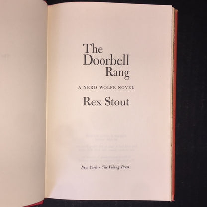 The Doorbell Rang - Rex Stout - Book Club Edition - 1965