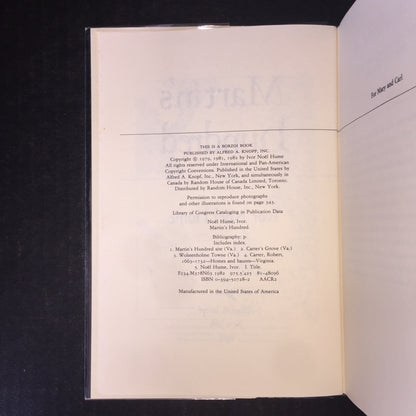 Martin's Hundred - Ivor Noel Hume - Signed - 1982