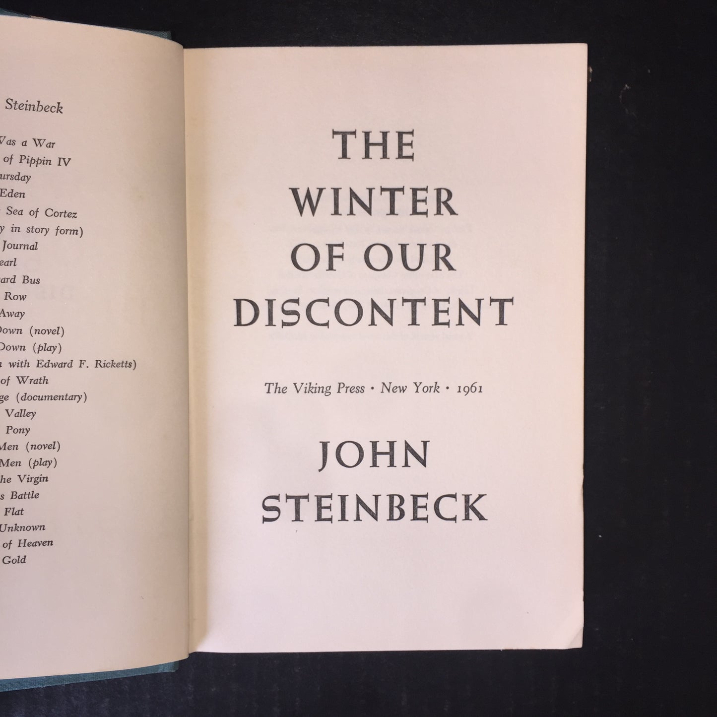 The Winter of Our Discontent - John Steinbeck - Book Club Edition - 1961