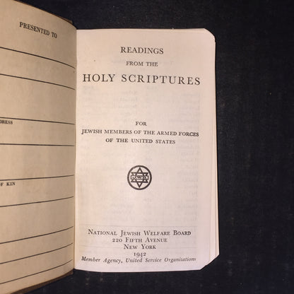 Readings from the Holy Scriptures - National Jewish Welfare Board - 1942