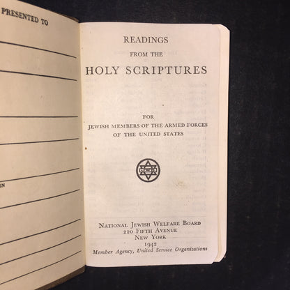 Readings from the Holy Scriptures - National Jewish Welfare Board - 1942