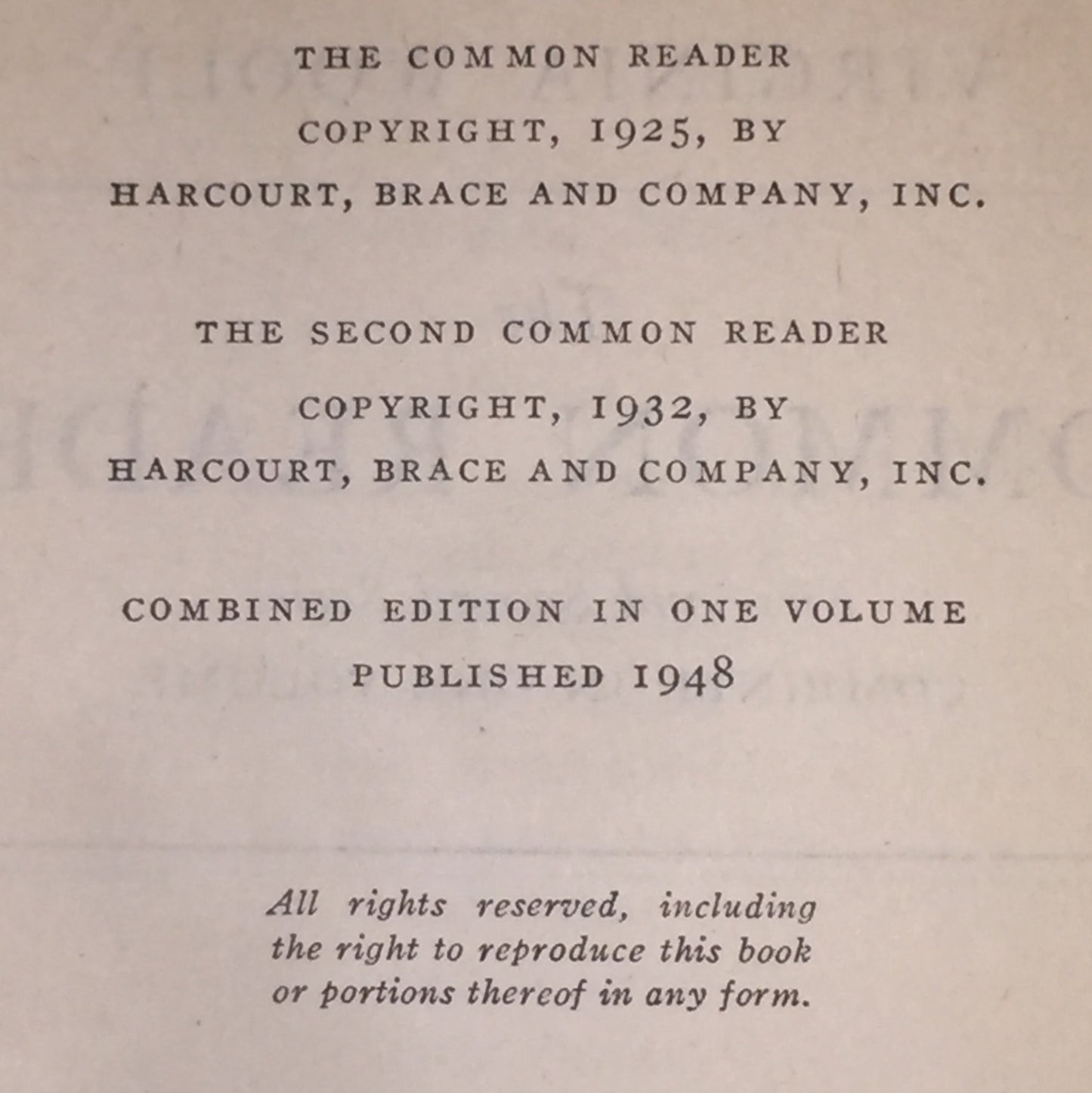 The Common Reader - Virginia Woolf - 1st Thus - 1948