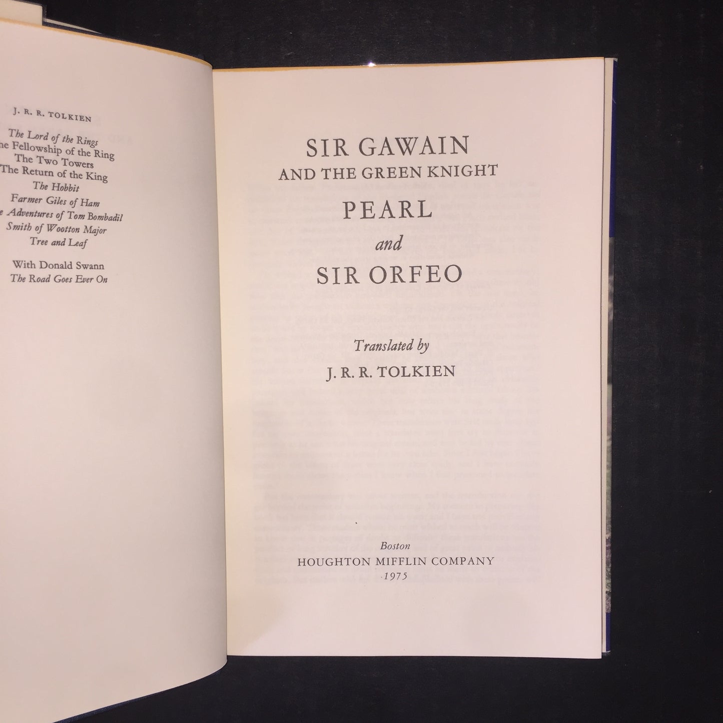 Sir Gawain and the Green Knight, Pearl, and Sir Orfeo - J.R.R. Tolkien - 1st US Edition - 1975