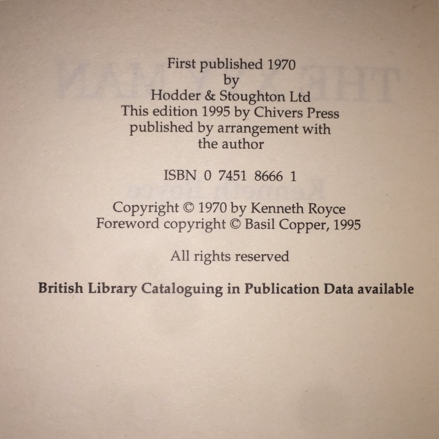 The XYY Man - Kenneth Royce - UK Edition - 1995