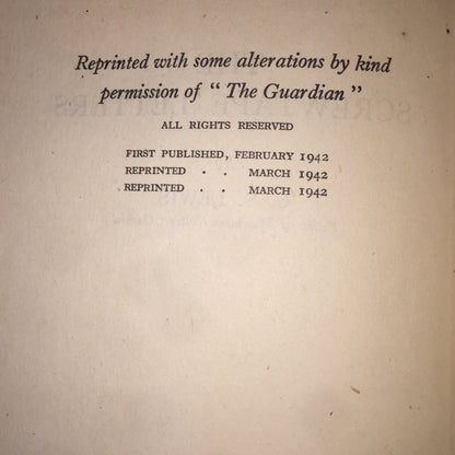 The Screwtape Letters - C.S. Lewis - 1st Uk Edition - 3rd Print - Scarce - 1942