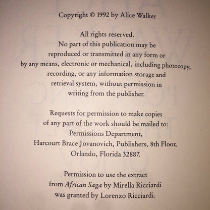 Possessing the Secret of Joy - Alice Walker - 1st Edition - 1992