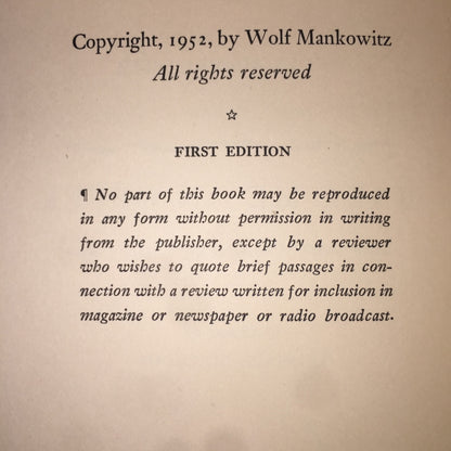 Make Me an Offer - Wolf Mankowitz - 1st American Edition - 1953