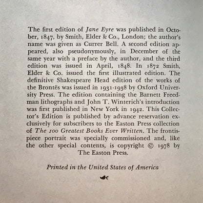 Jane Eyre - Charlotte Brontë - Easton Press - 1978