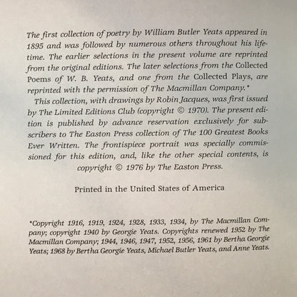 The Poems of W. B. Yeats - Yeats - Easton Press - 1976