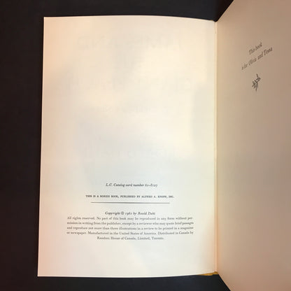 James and the Giant Peach - Roald Dahl - 1st Edition - Early Print - 4 Line Colophon - 1961