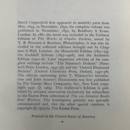 David Copperfield - Charles Dickens - Easton Press - 1979