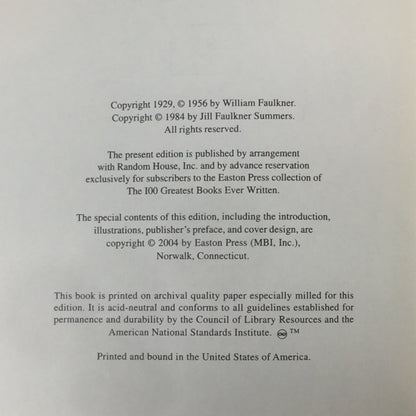 The Sound and the Fury - William Faulkner - Easton Press - 2004
