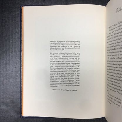 Rights of Man - Thomas Paine - Easton Press - 1979