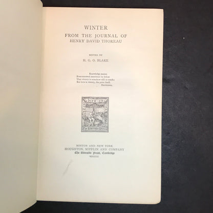 Winter - Henry David Thoreau - Volume 8 - 1900