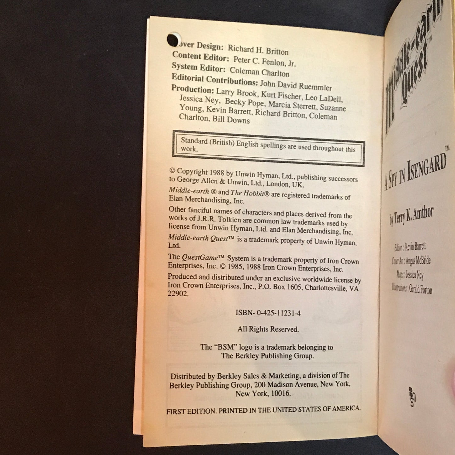 Middle-earth Quest: A Spy in Isengard - Terry K. Amthor - 1988