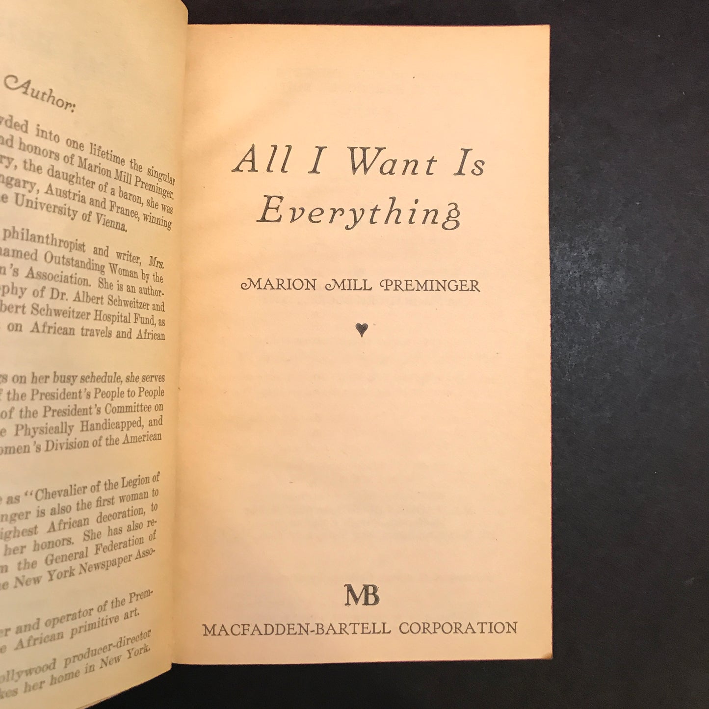 All I Want Is Everything - Marion Mill Preminger - 1964