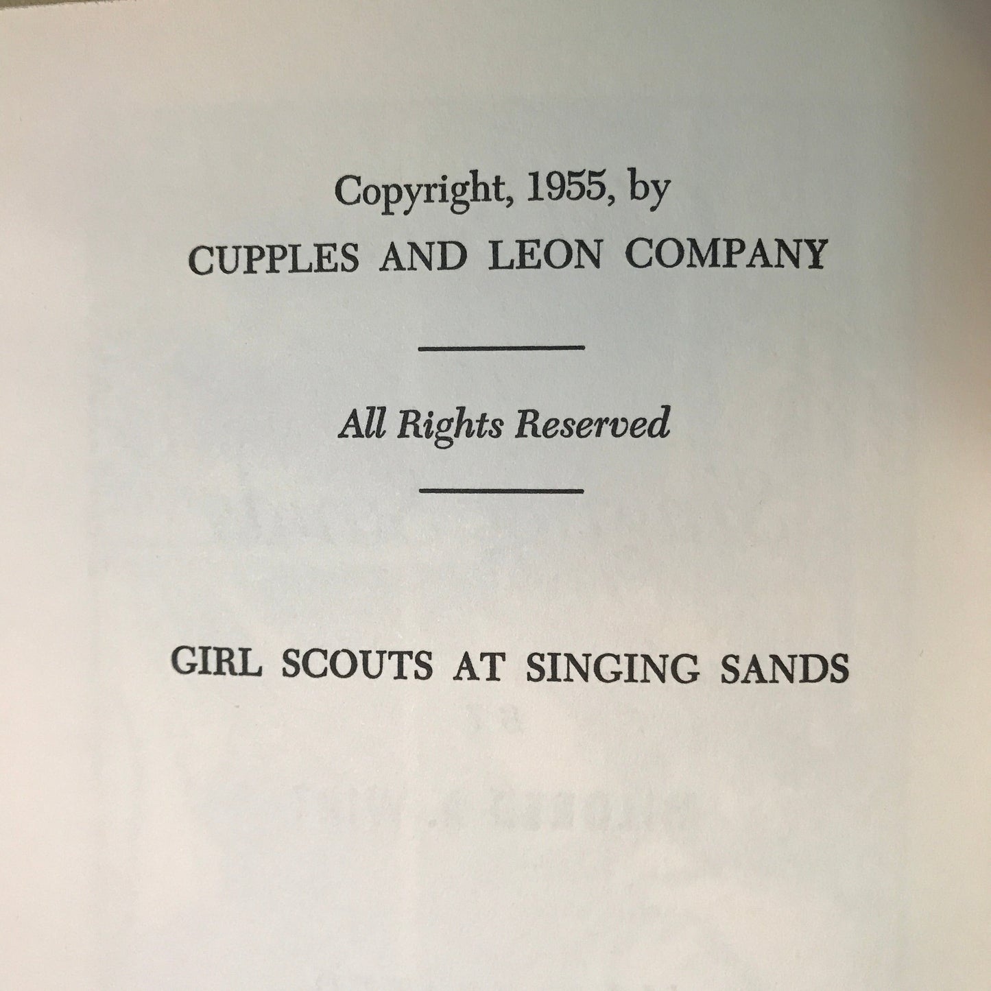 The Girl Scouts at Singing Sands - Mildred A. Wirt - Probable 1st - 1955