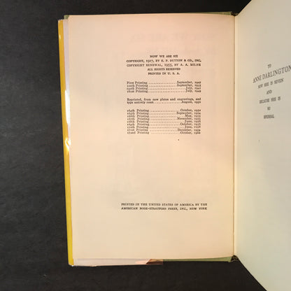 Now We Are Six - A. A. Milne - 172nd Printing - 1960