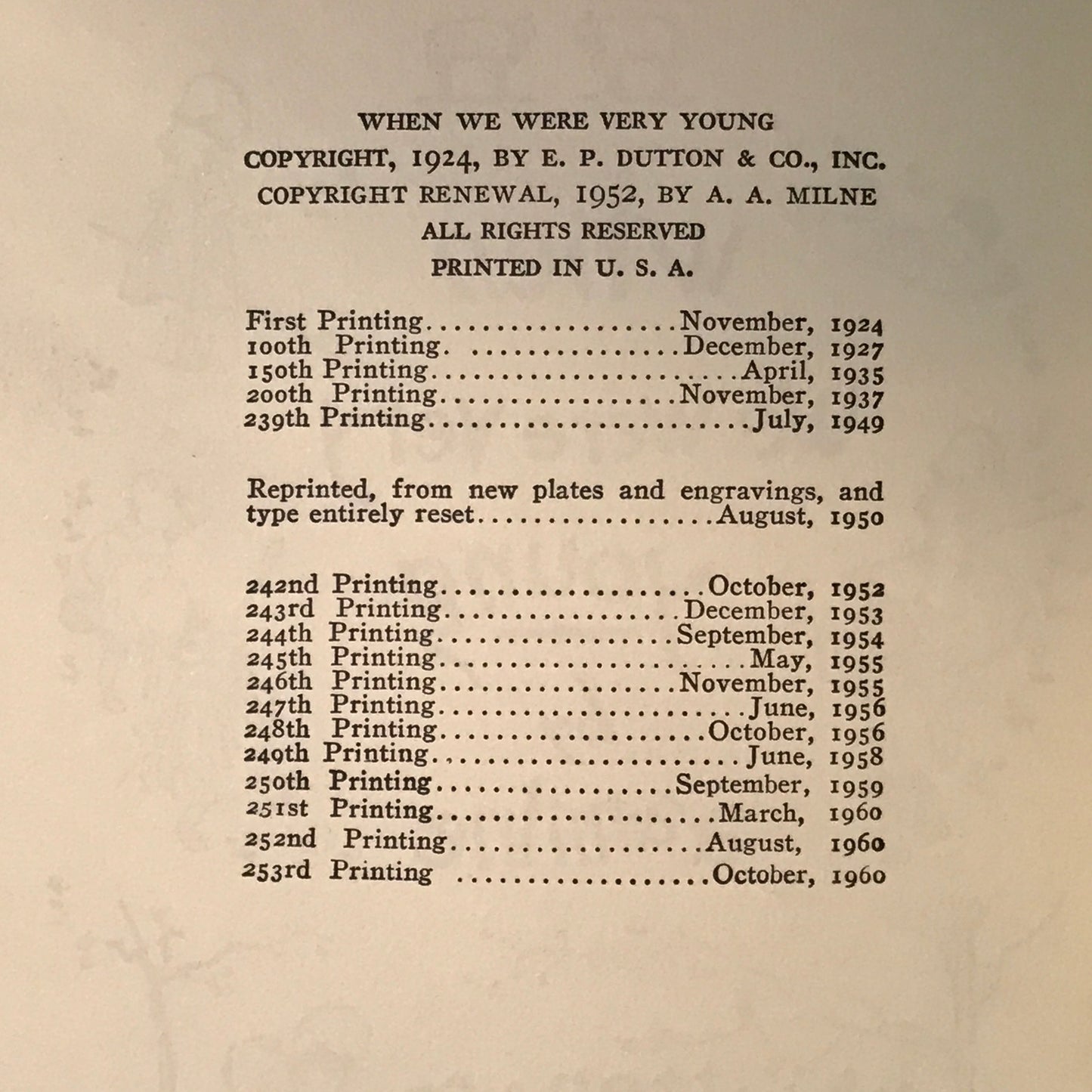 When We Were Very Young - A. A. Milne - 253rd Printing - 1960