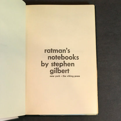 Ratman's Notebooks - Stephen Gilbert - 1st Edition - 1969