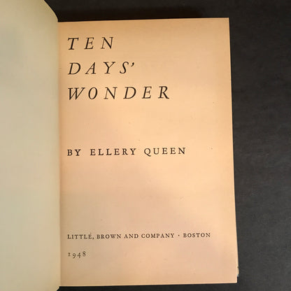 Ten Days' Wonder - Ellery Queen - Book Club Edition - 1948