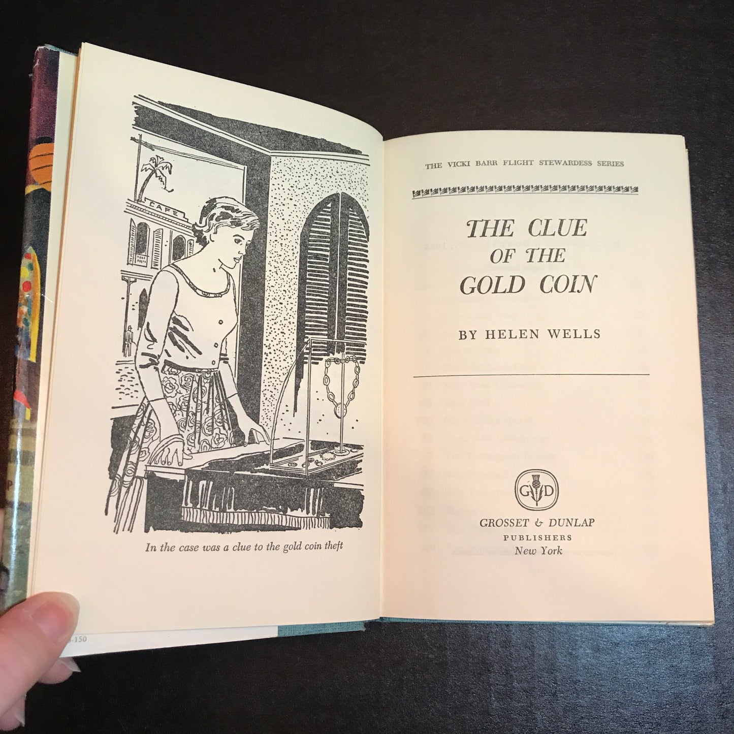 Vicki Barr - The Clue of the Gold Coin - Helen Wells - 1st Edition - DJ - 1958