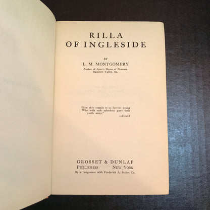 Rilla of Ingleside - L. M. Montgomery - Reprint - DJ - 1921