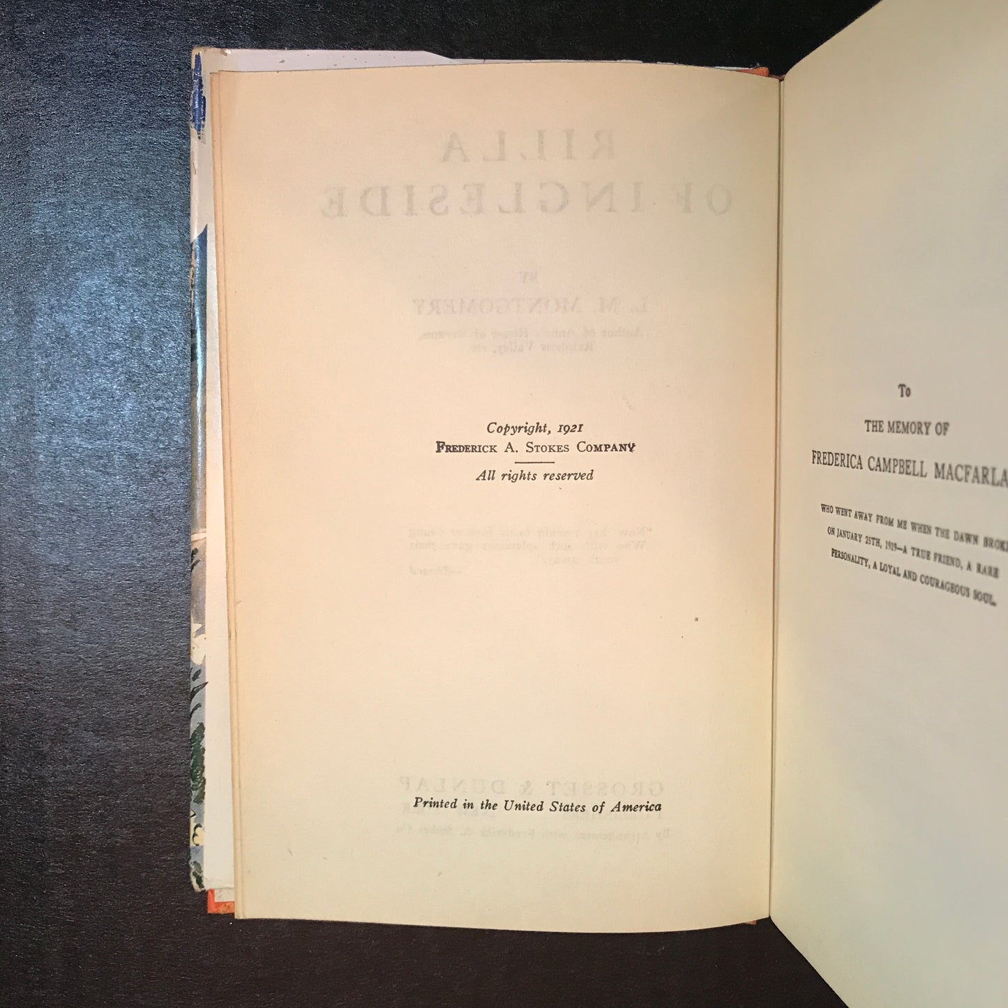 Rilla of Ingleside - L. M. Montgomery - Reprint - DJ - 1921