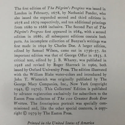 The Pilgrim's Progress - John Bunyan - Easton Press - 1979