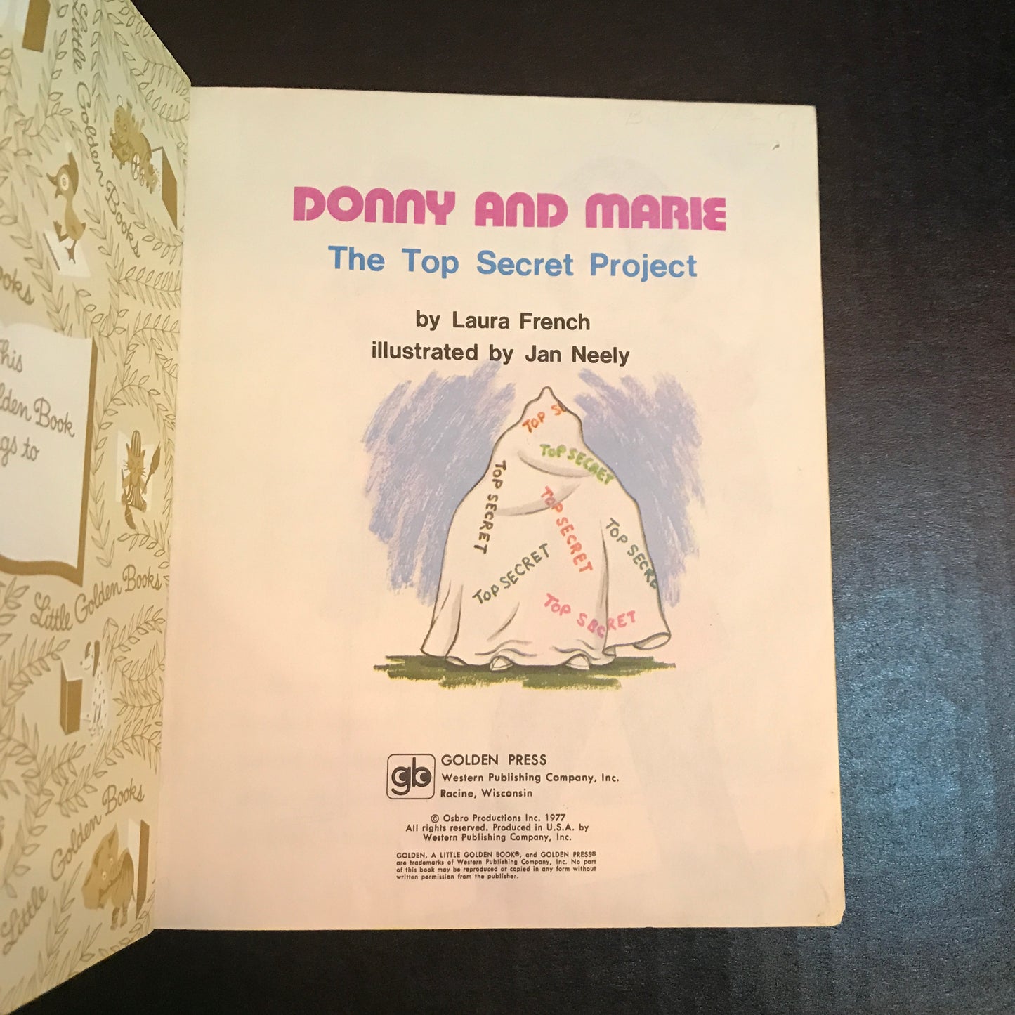 Donny and Marie: The Top Secret Project - Laura French - First Edition - 1977