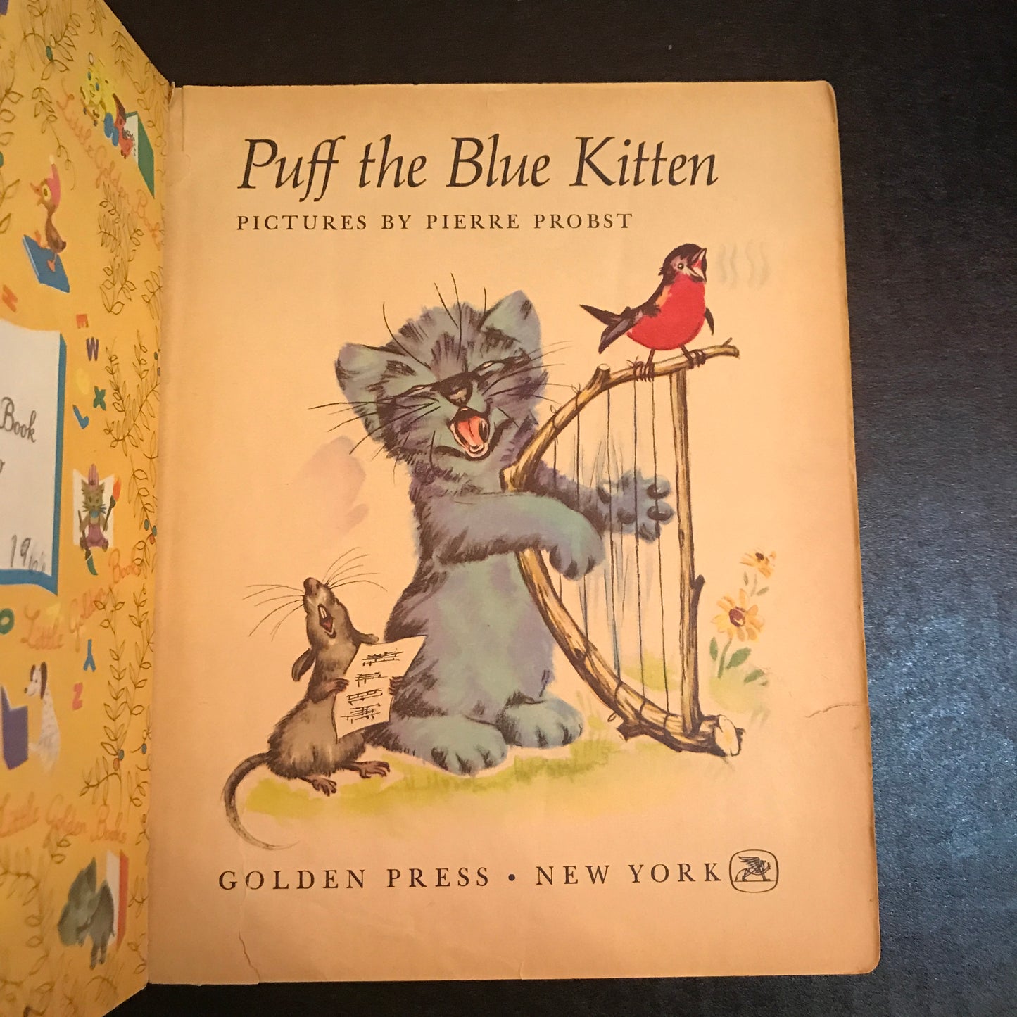 Puff the Blue Kitten - Librairie Hachette - Illustrated by Pierre Probst - "A" Print - 1961