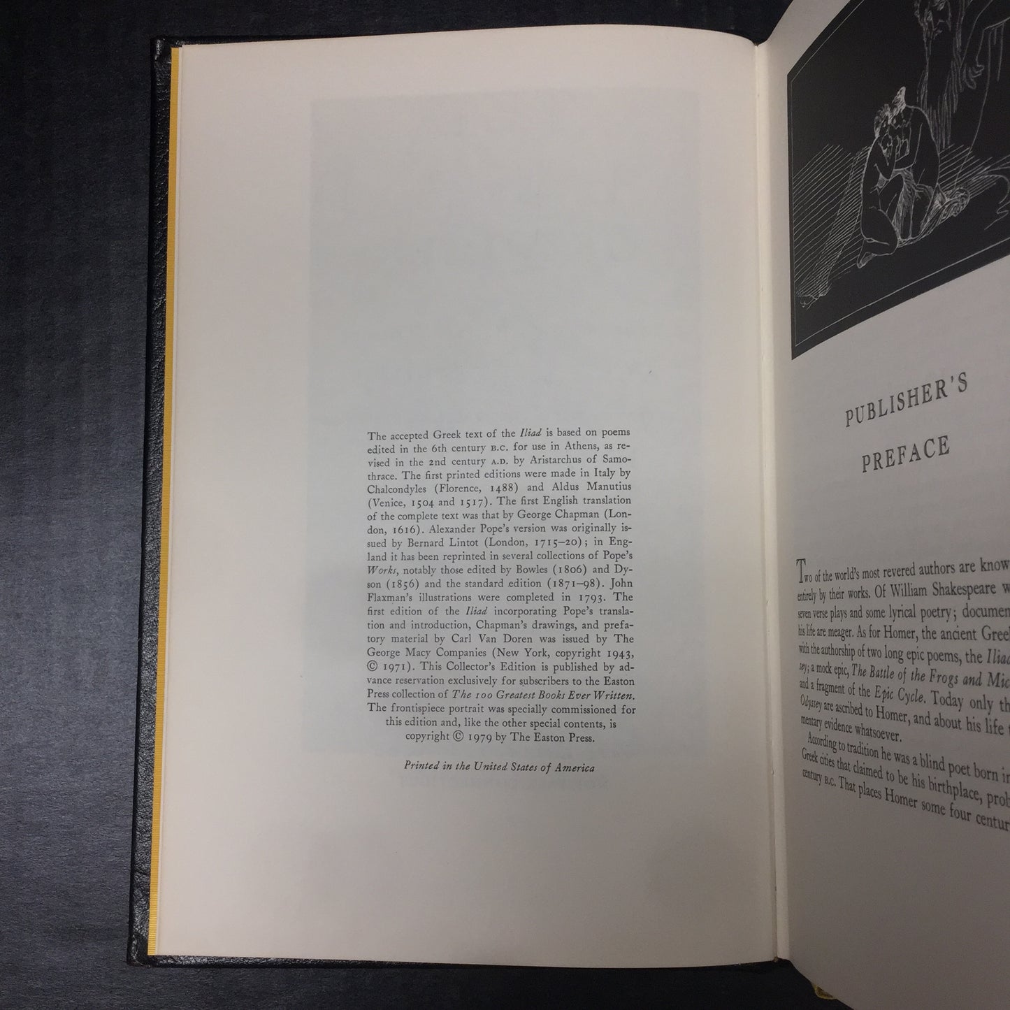 The Iliad - Homer - Translation by Alexander Pope - Easton Press - 1979