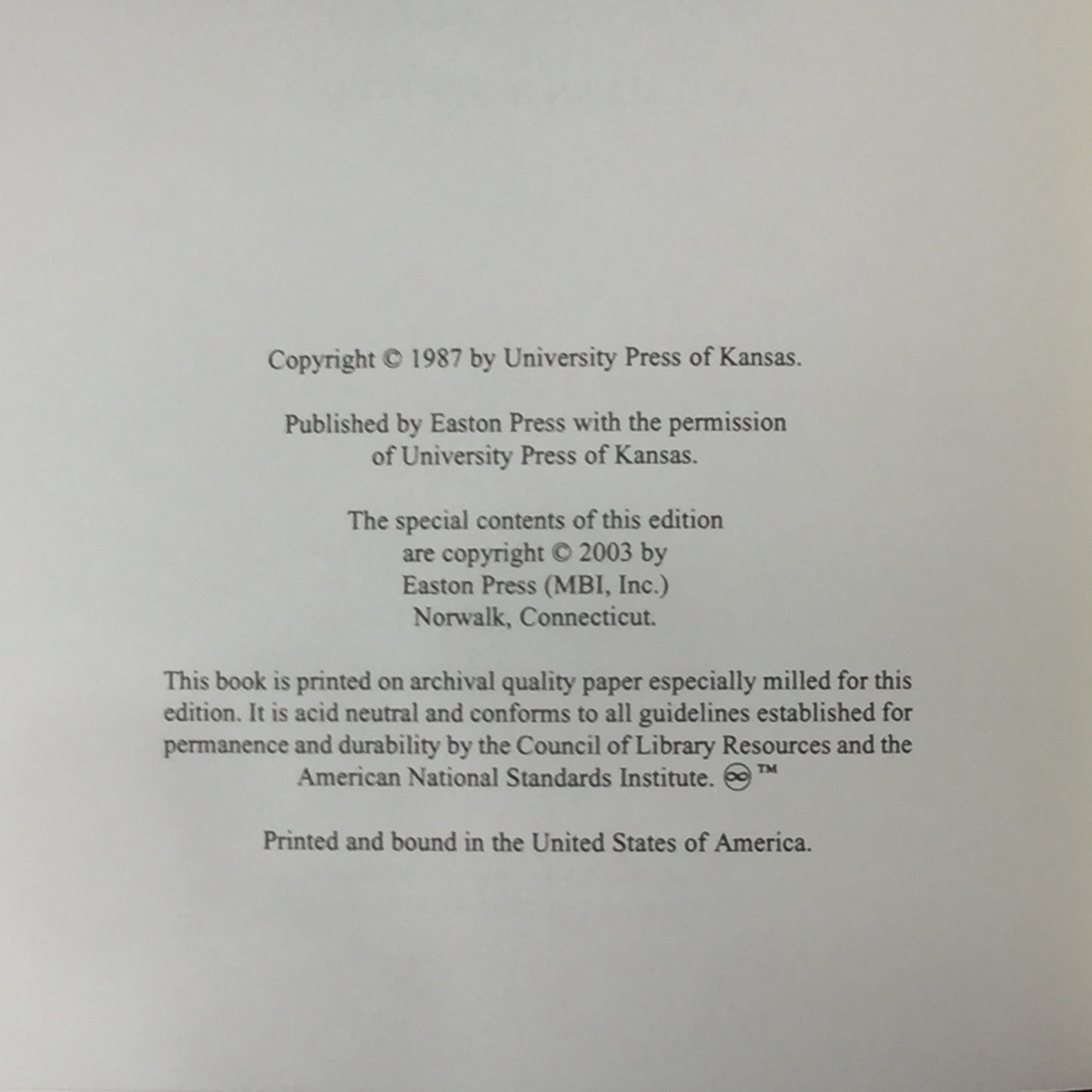 The Presidency of Benjamin Harrison - Homer Socolofsky and Allan Spetter - Easton Press - 2003