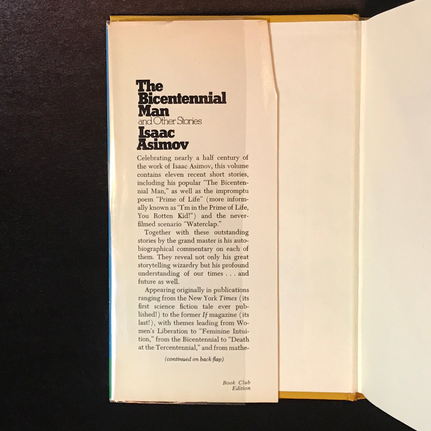 The Bicentennial Man - Isaac Asimov - Book Club Edition - 1976