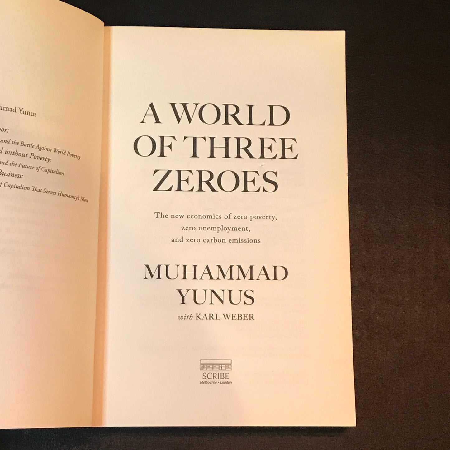 A World of Three Zeroes - Muhammad Yunus - Signed - 2017