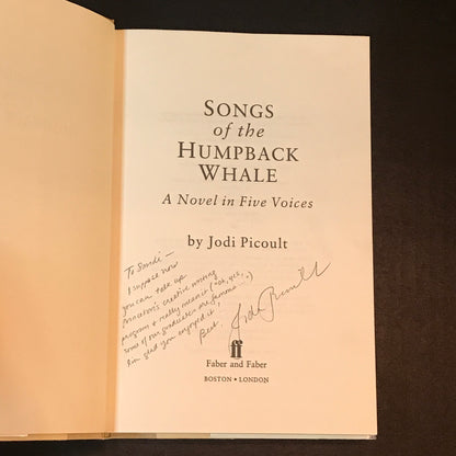 Songs of the Humpback Whale - Jodi Picoult - Signed - 1992