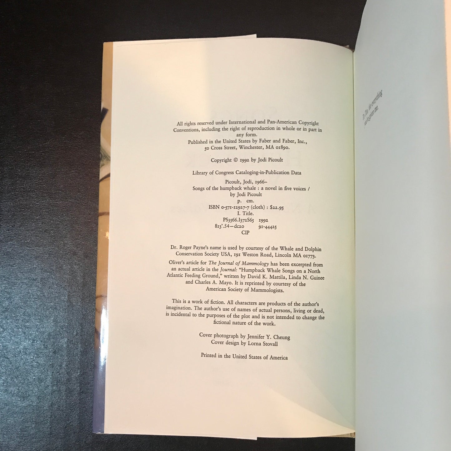 Songs of the Humpback Whale - Jodi Picoult - Signed - 1992