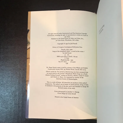 Songs of the Humpback Whale - Jodi Picoult - Signed - 1992